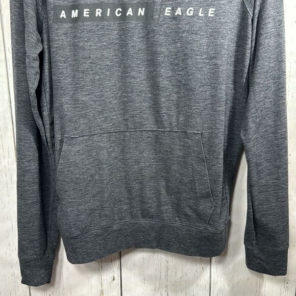 American Eagle Outfitters Mens Gray Lightweight Logo Pockets Pullover Hooded - Picture 10 of 16